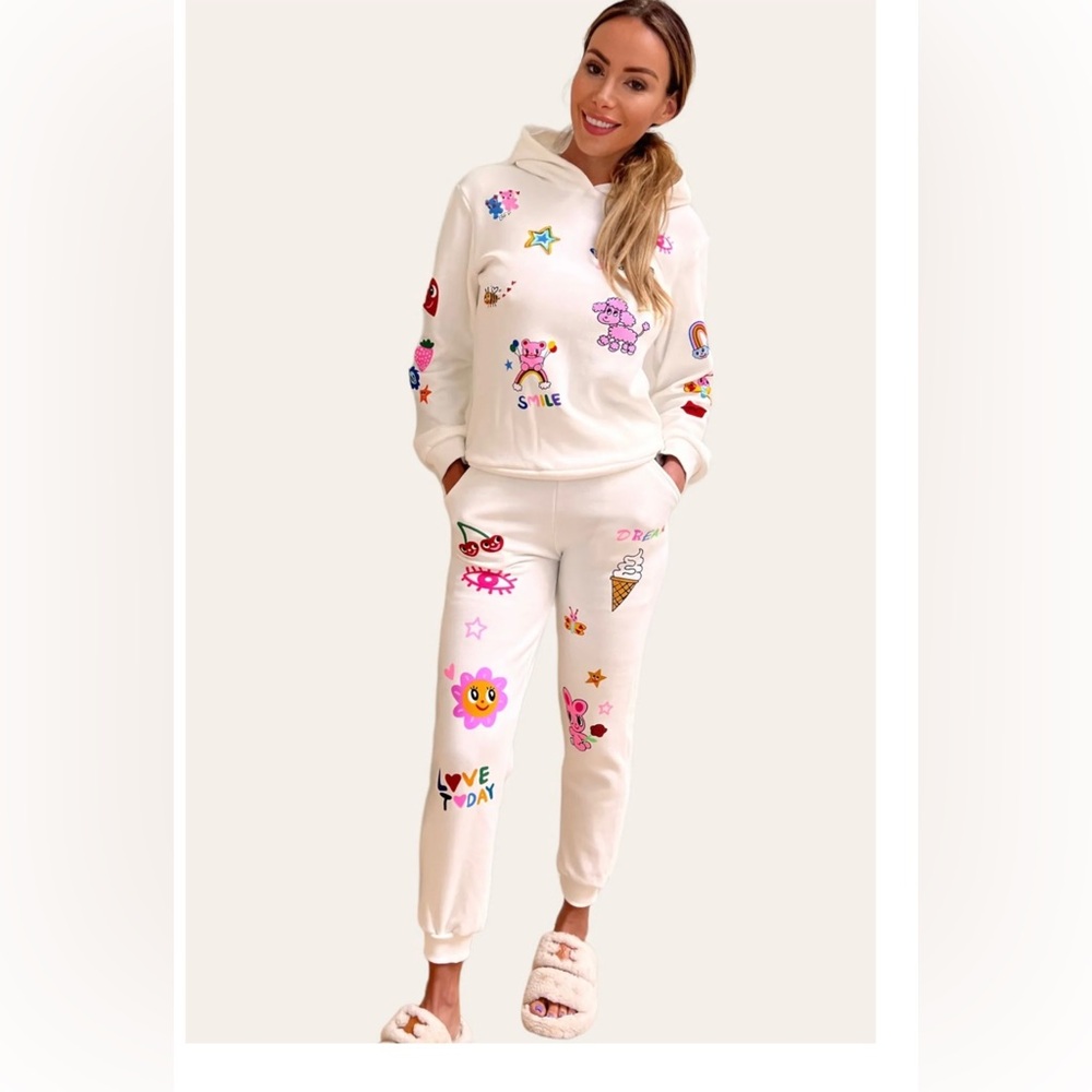 LOLA AND THE BOYS- Womens Doodle Art Set Lounge Set Positivity Mommy and Me